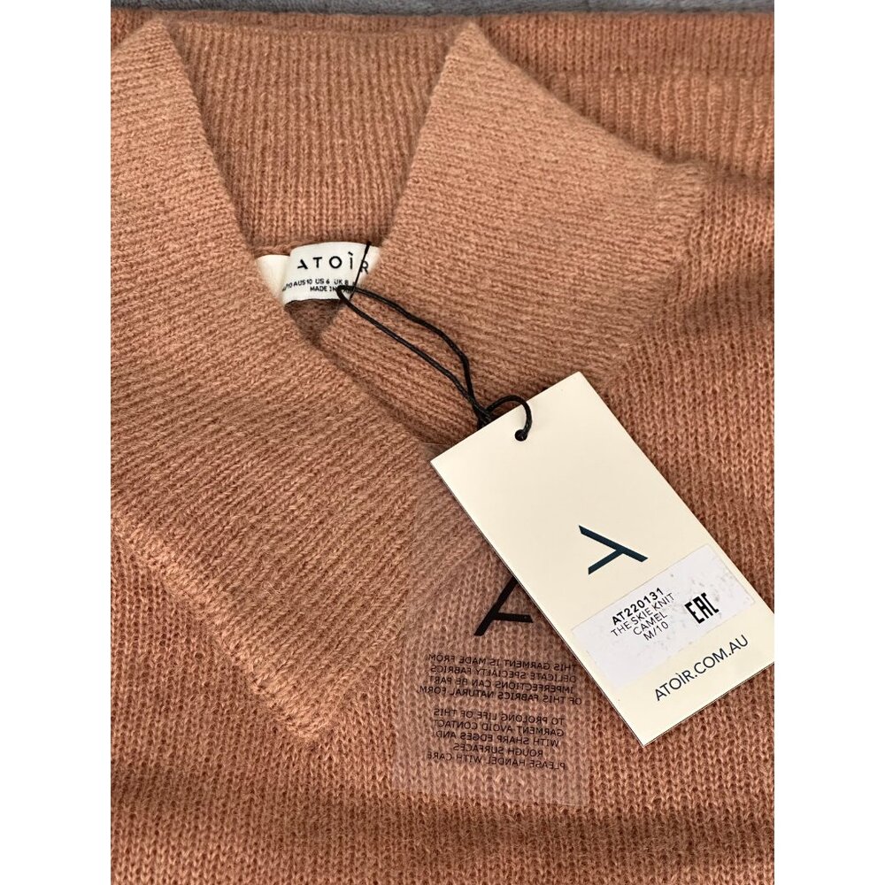 Atoir The Skie Knit Top Camel Brown Nylon Mohair Wool Blend Size M/10 NWT - Picture 2 of 3